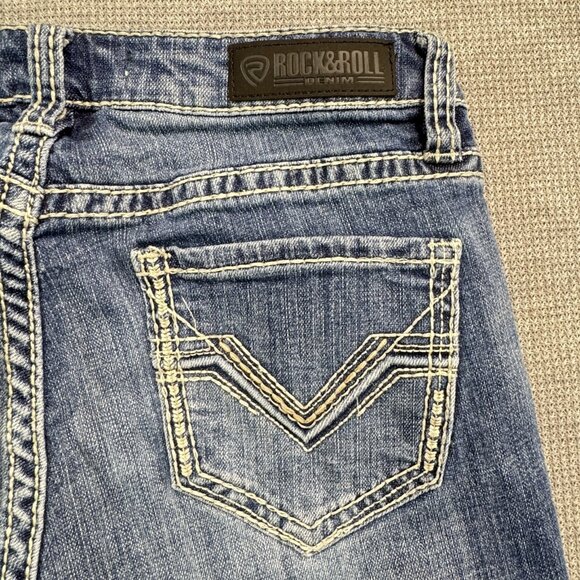 Rock & Roll Denim Womens Blue Jeans Mid Rise Riding Bootcut Leg Cowgirl W26 L36 - Picture 5 of 13